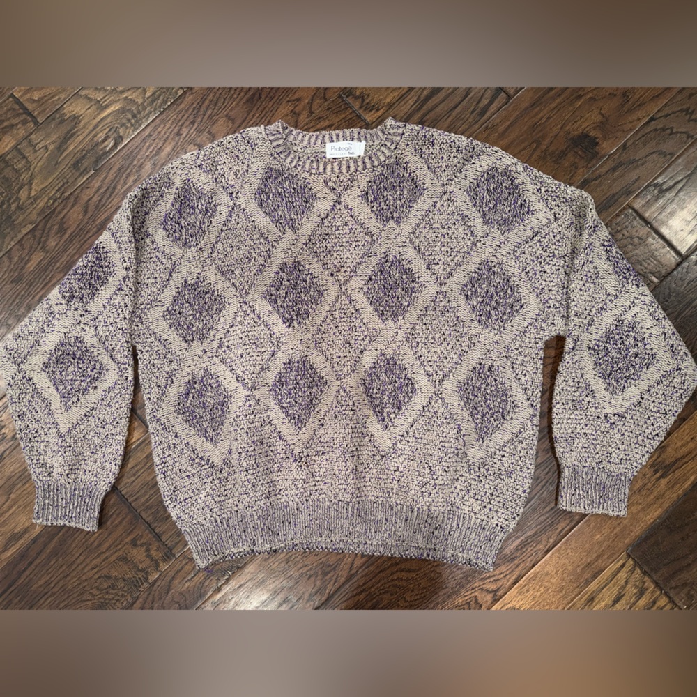 Men’s Protege Purple/Taupe Diamond Pattern Sweater size XL